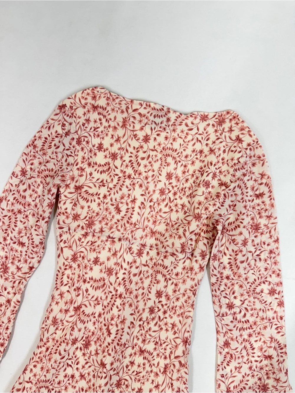 Reformation Womens Floral Mini Dress Cream Mauve XS Fall Lightweight Casual Chic - Picture 4 of 11